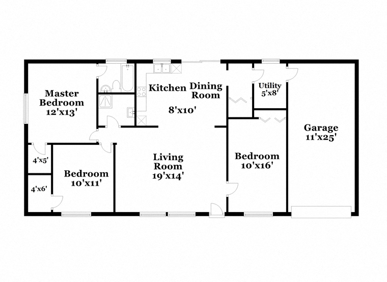 a floor plan of a house with a kitchen and a living room