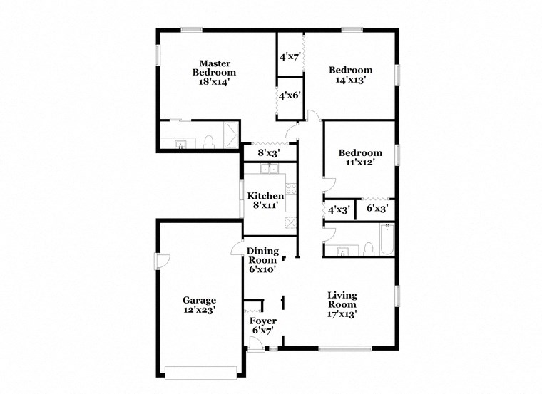 floor plan of the second floor of a house with two bedrooms and a bathroom