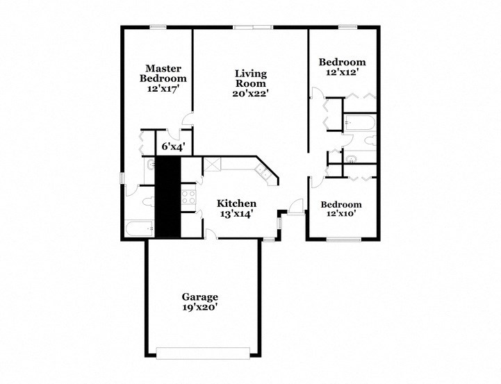 a floor plan of a house with a bedroom and a living room