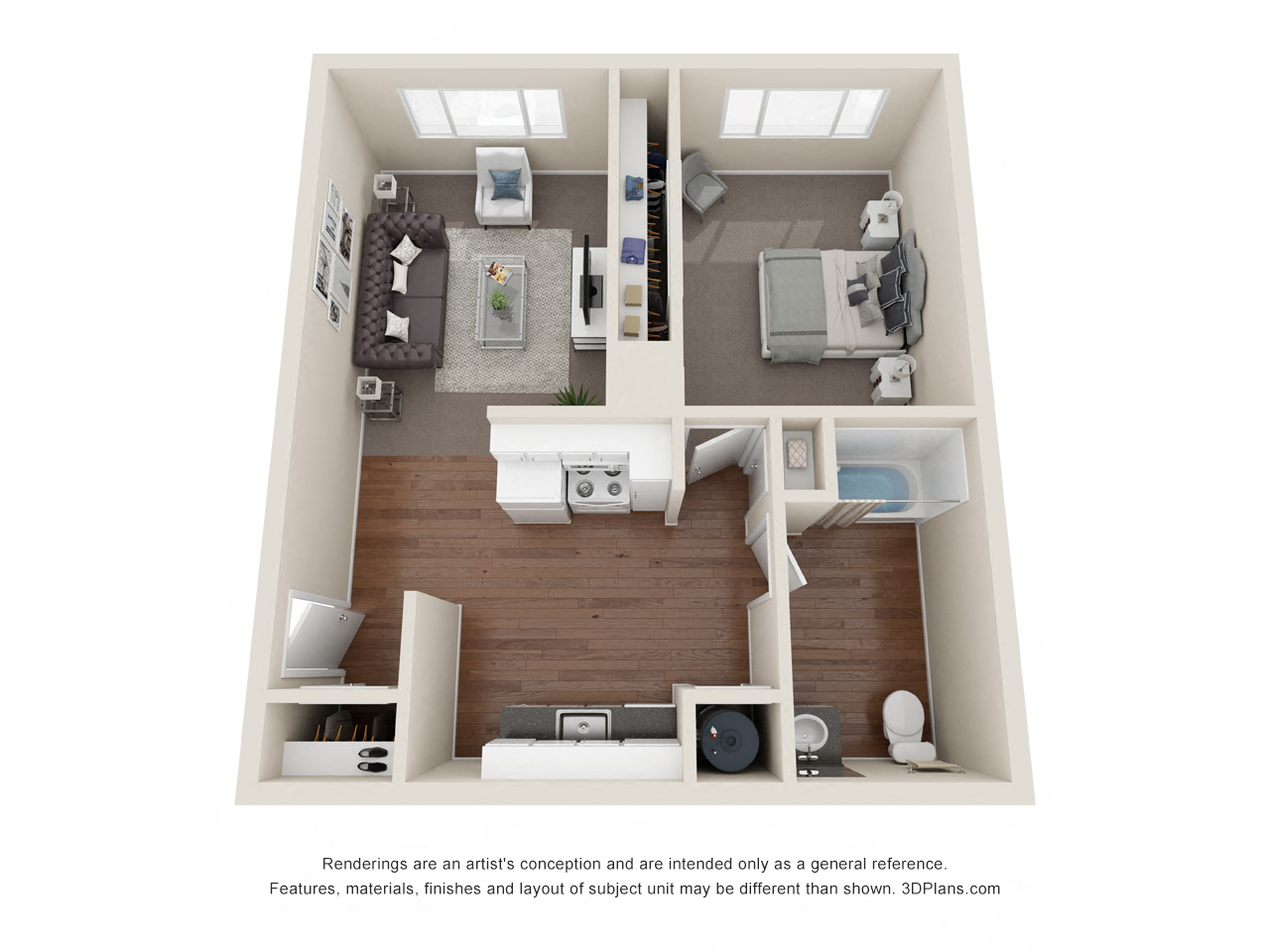 1 bedroom 672 square feet