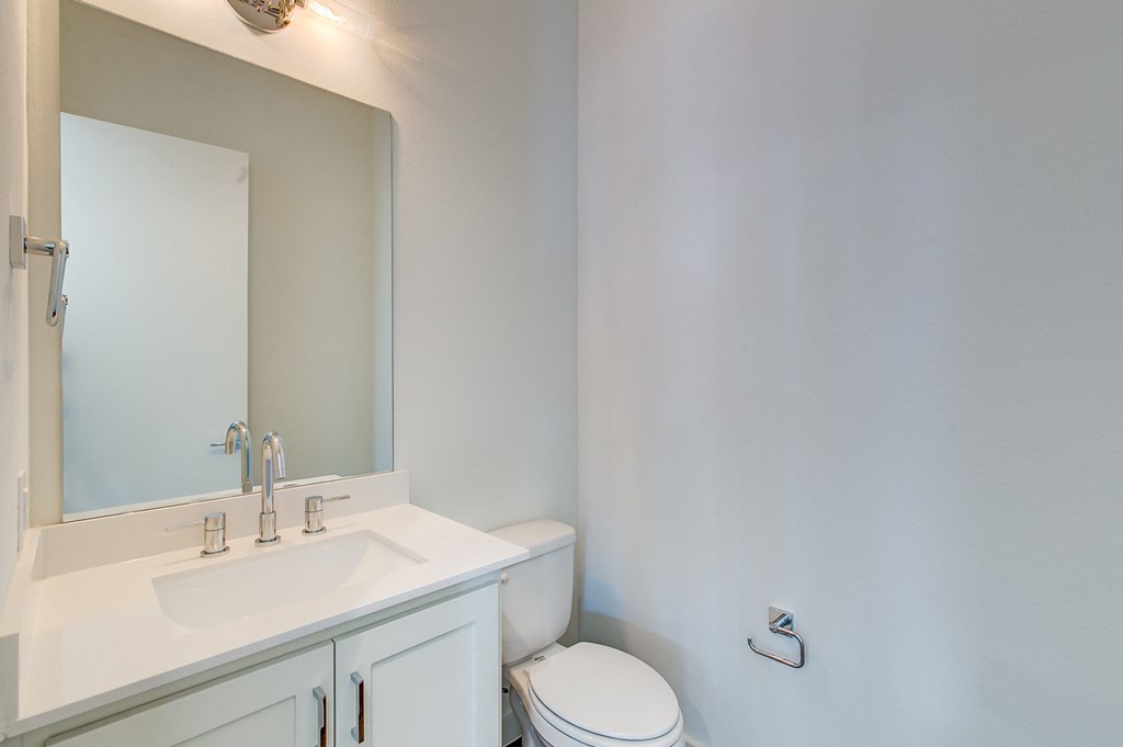 a bathroom with a sink and a toilet and a mirror