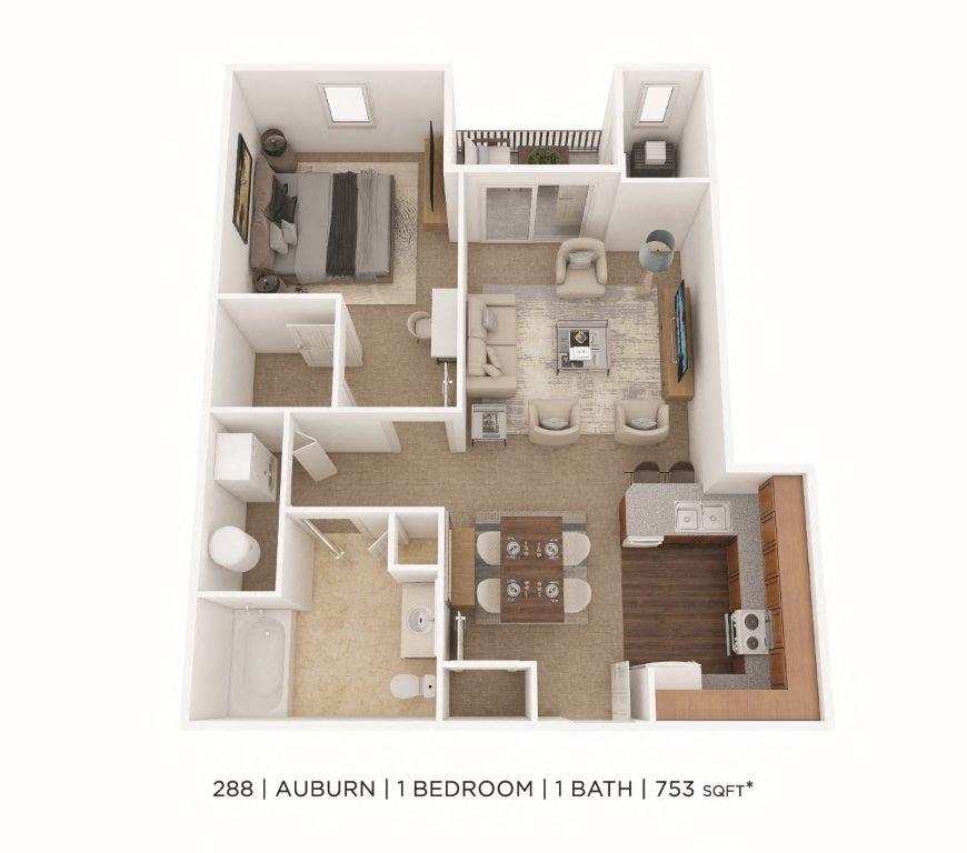 One Bedroom- 753 sqft - Auburn