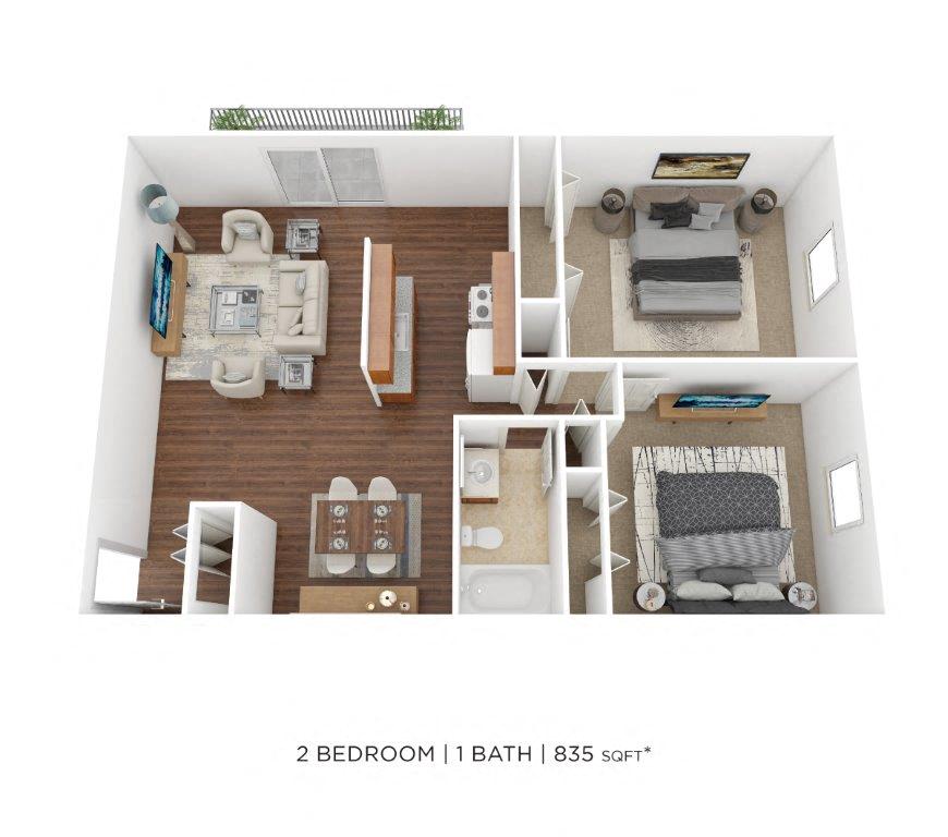 Two Bedroom- 835 sqft