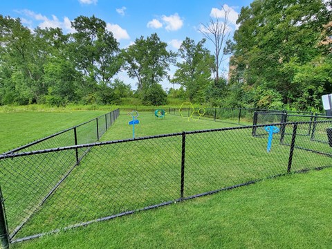 a chain link fence with frisbees on it in a field