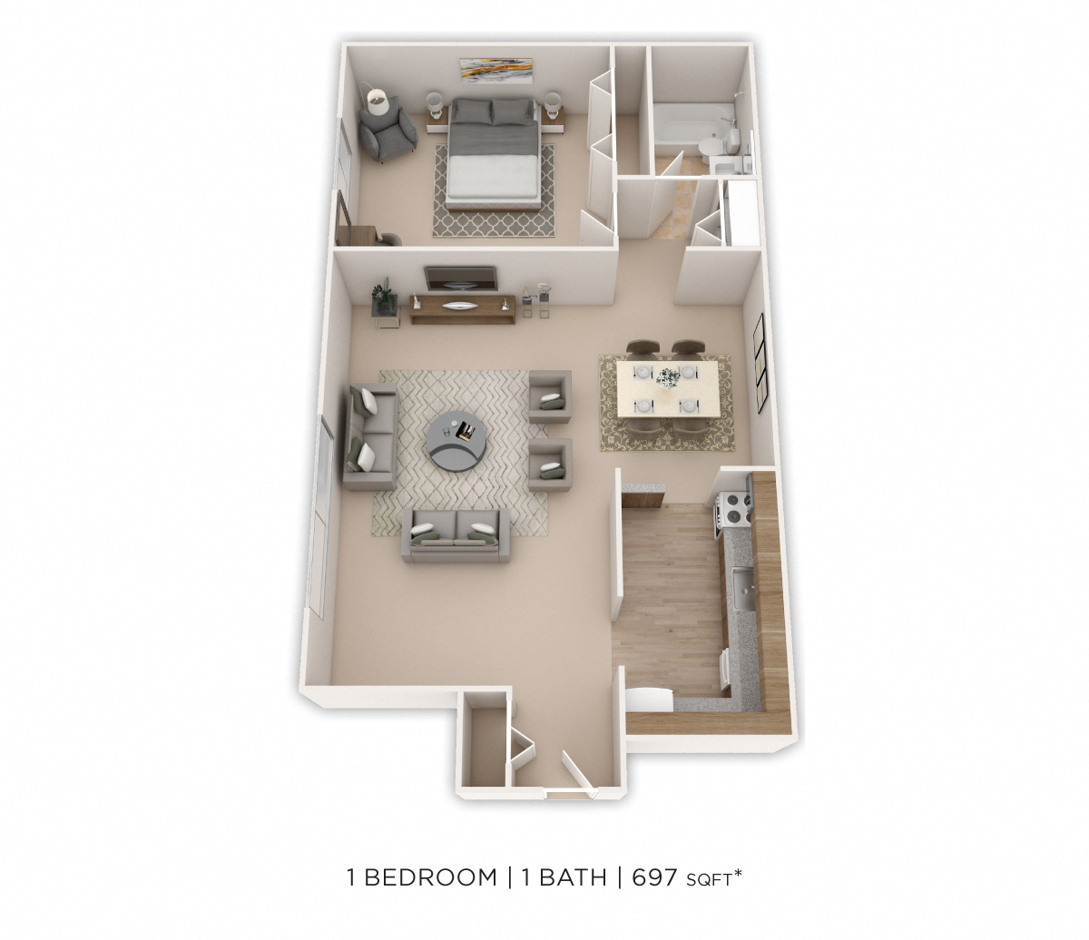 One Bedroom- 693 sqft