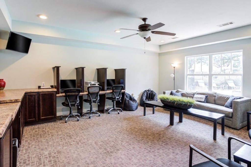 a living room with a couch and a table