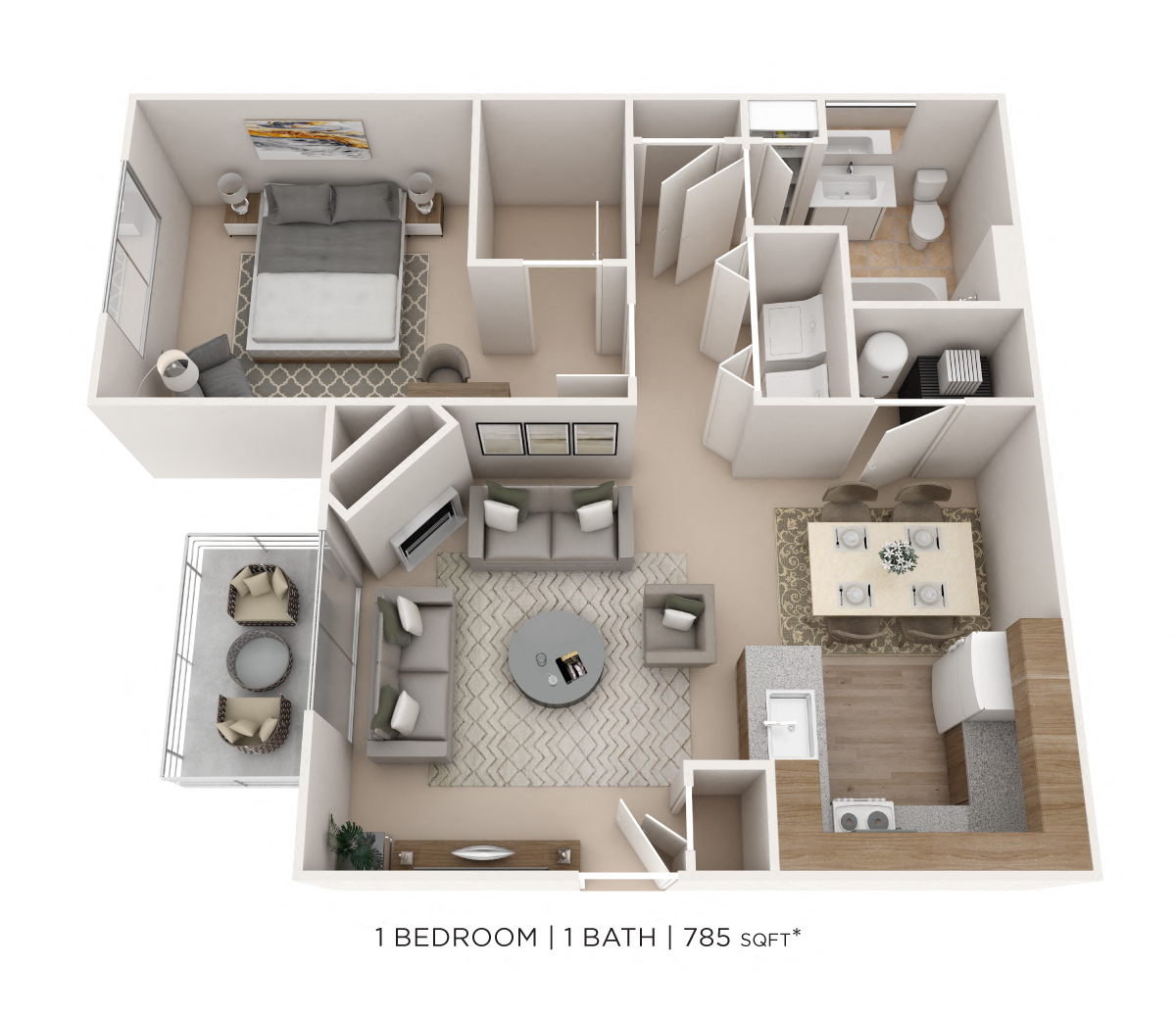 One Bedroom- 785 sqft