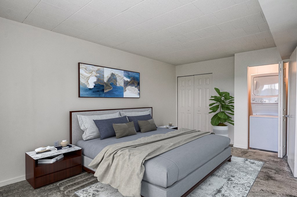 the preserve at ballantyne commons bedroom with bed and closet