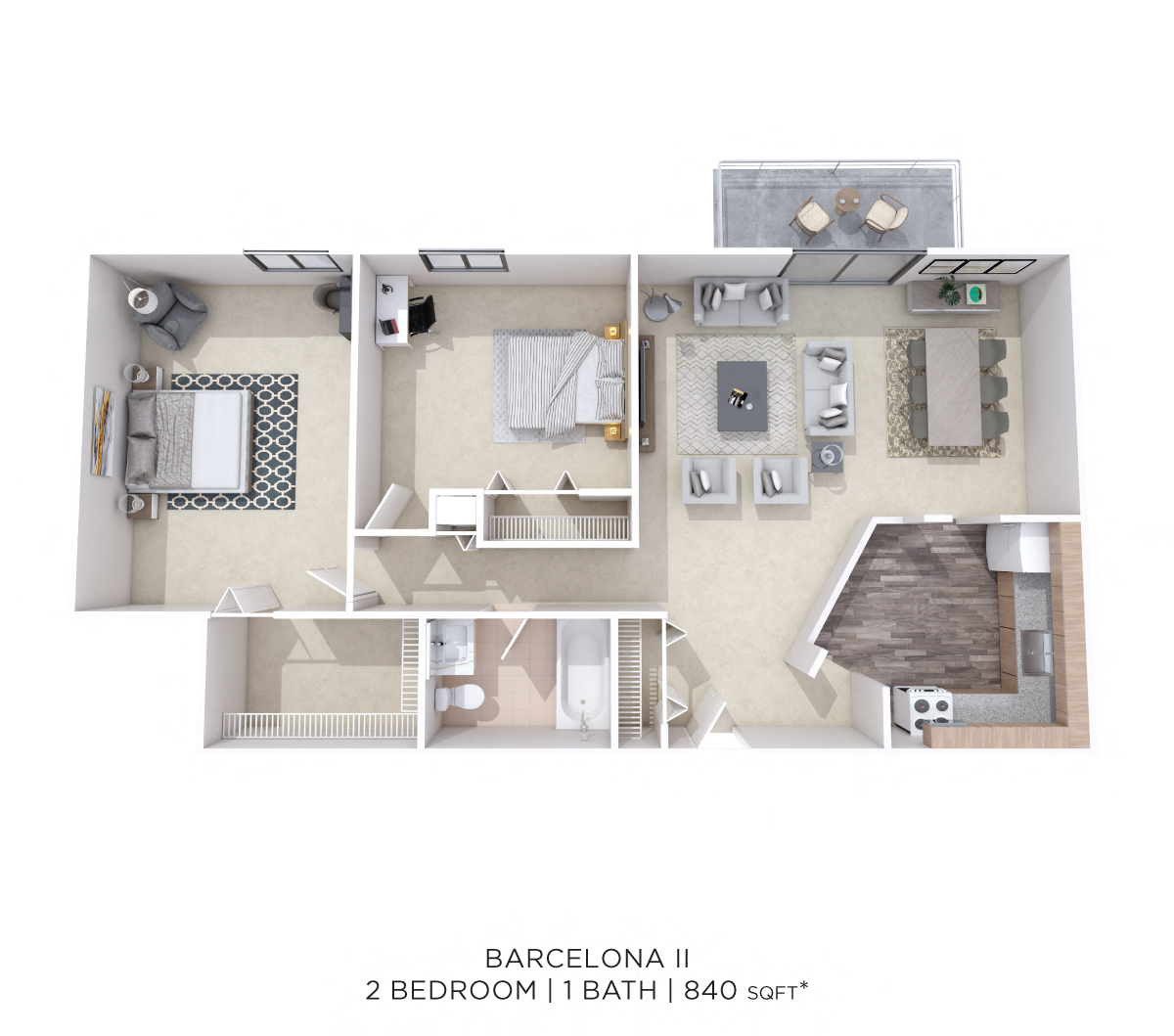 Two Bedroom- 840 sqft