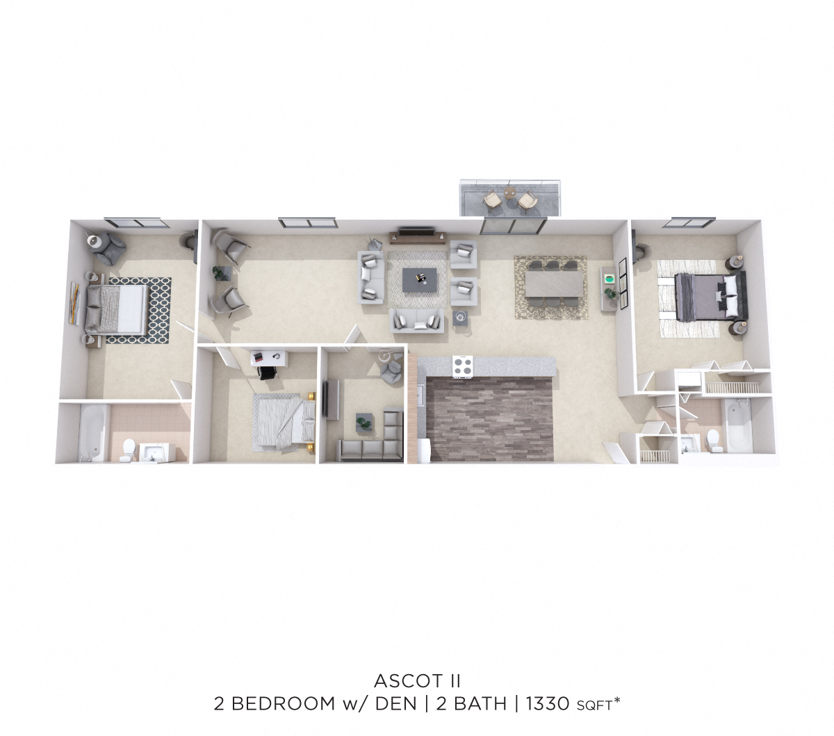 Two Bedroom 2 Bath- 1,330 sqft