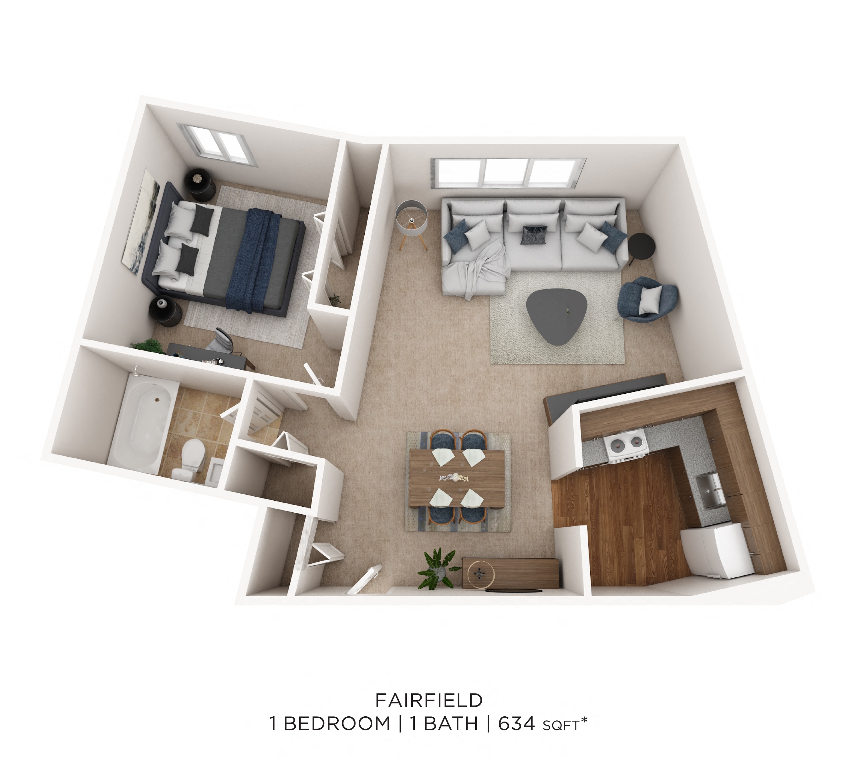 One Bedroom- 634 sqft