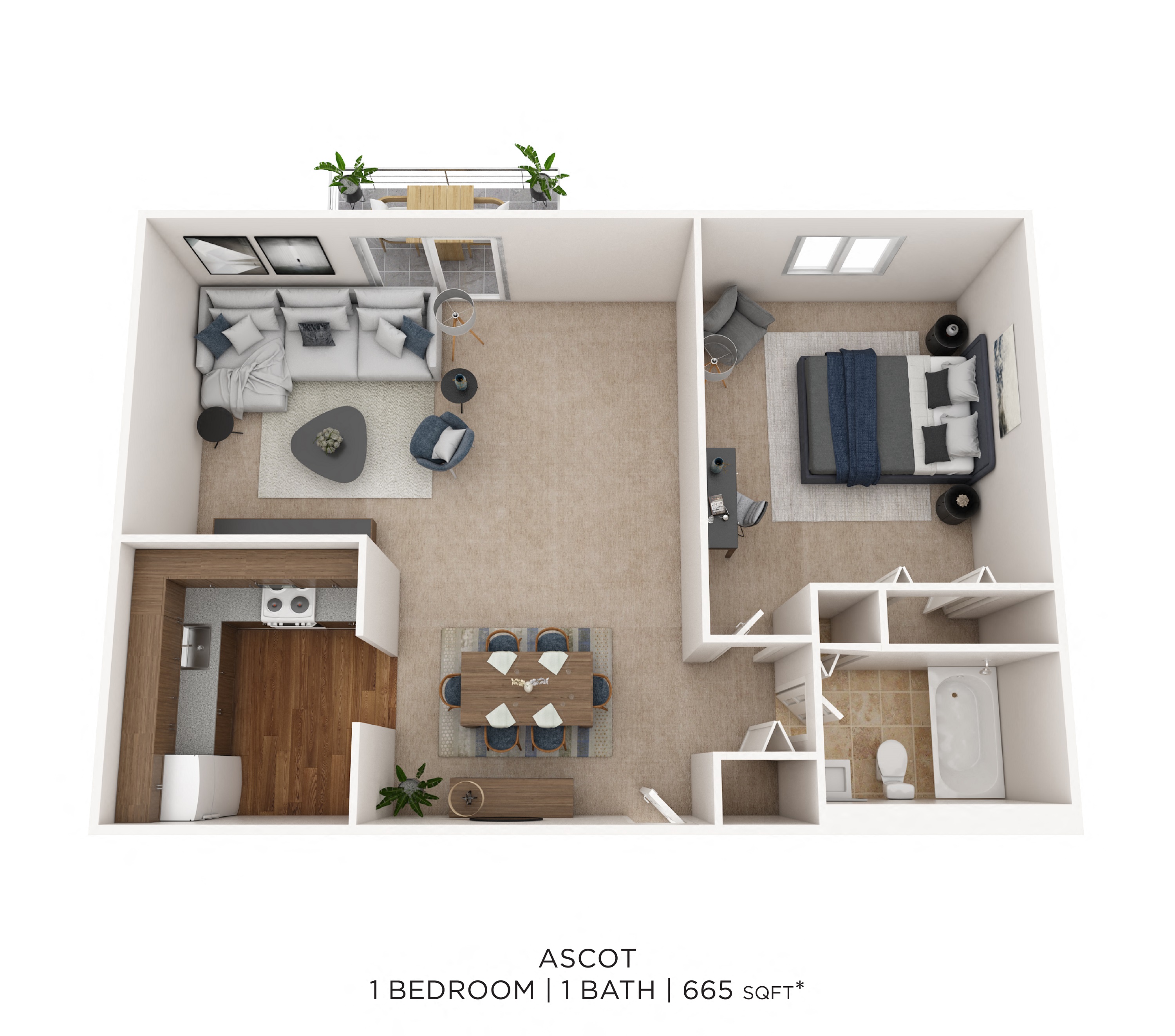 One Bedroom- 665 sqft