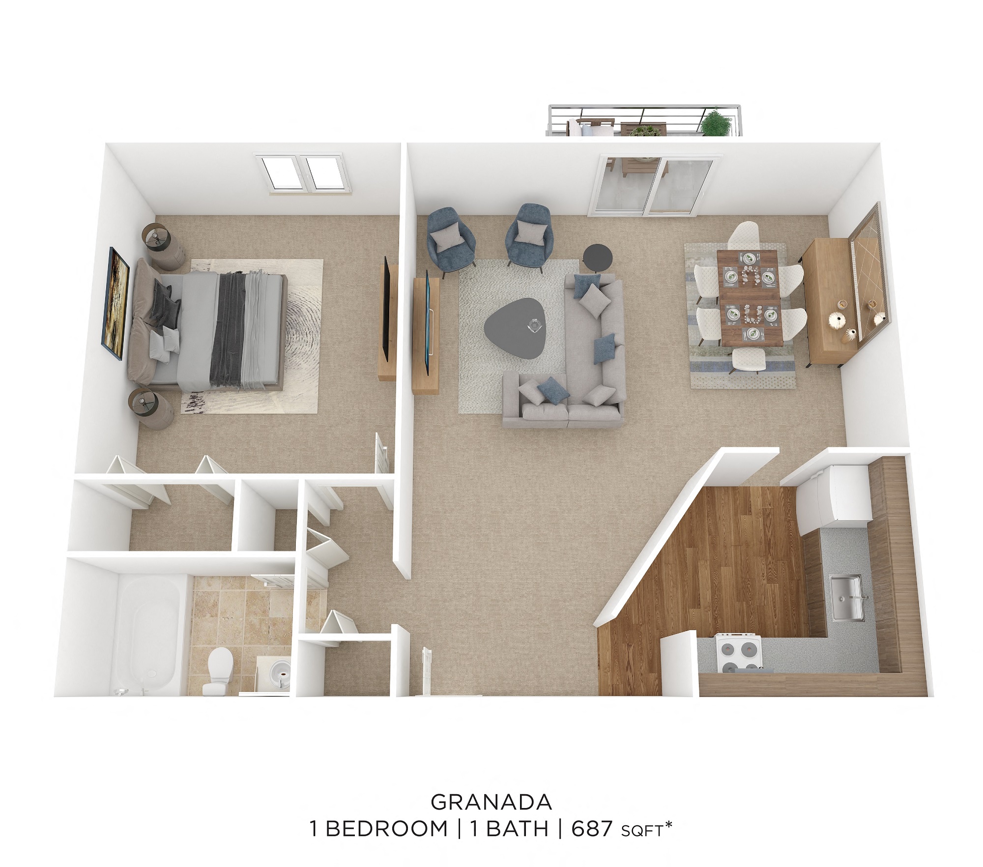 One Bedroom- 687 sqft