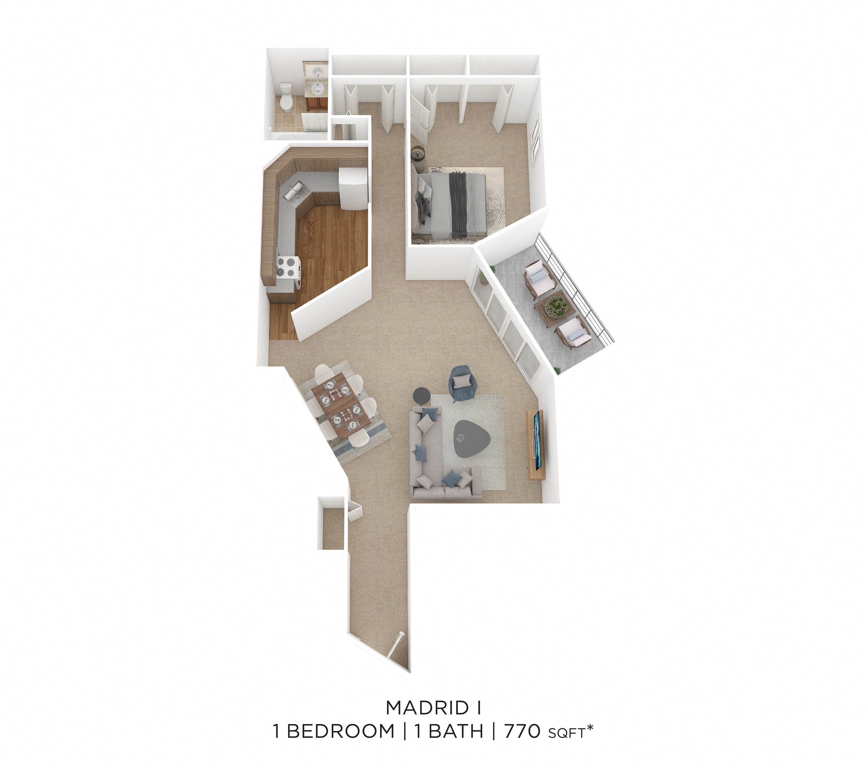 One Bedroom- 770 sqft