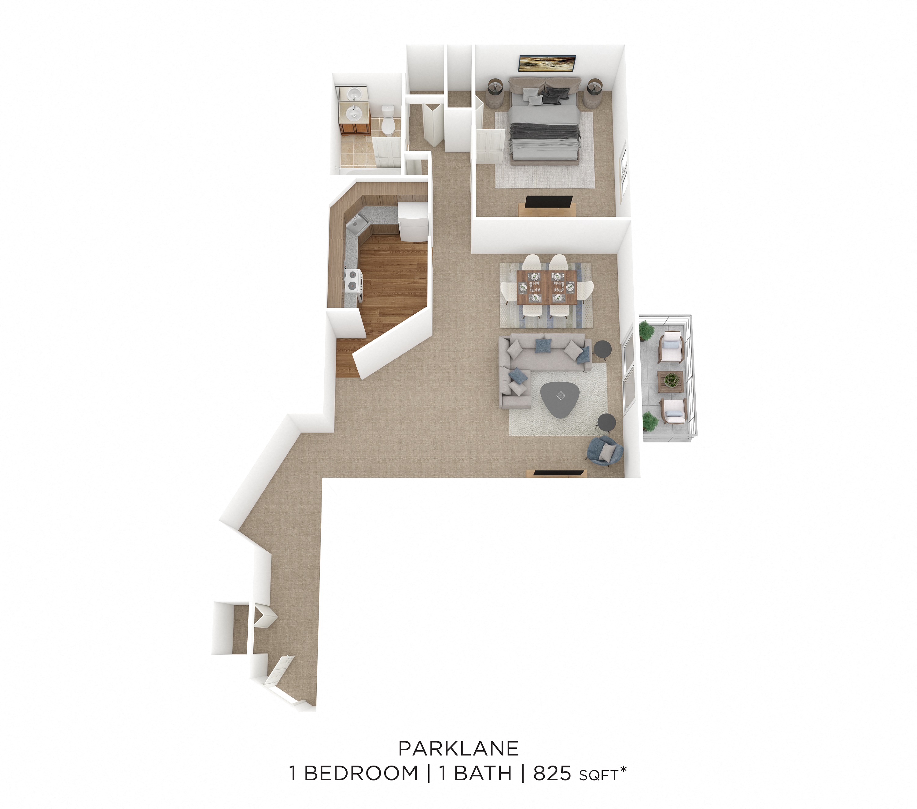 One Bedroom- 825 sqft