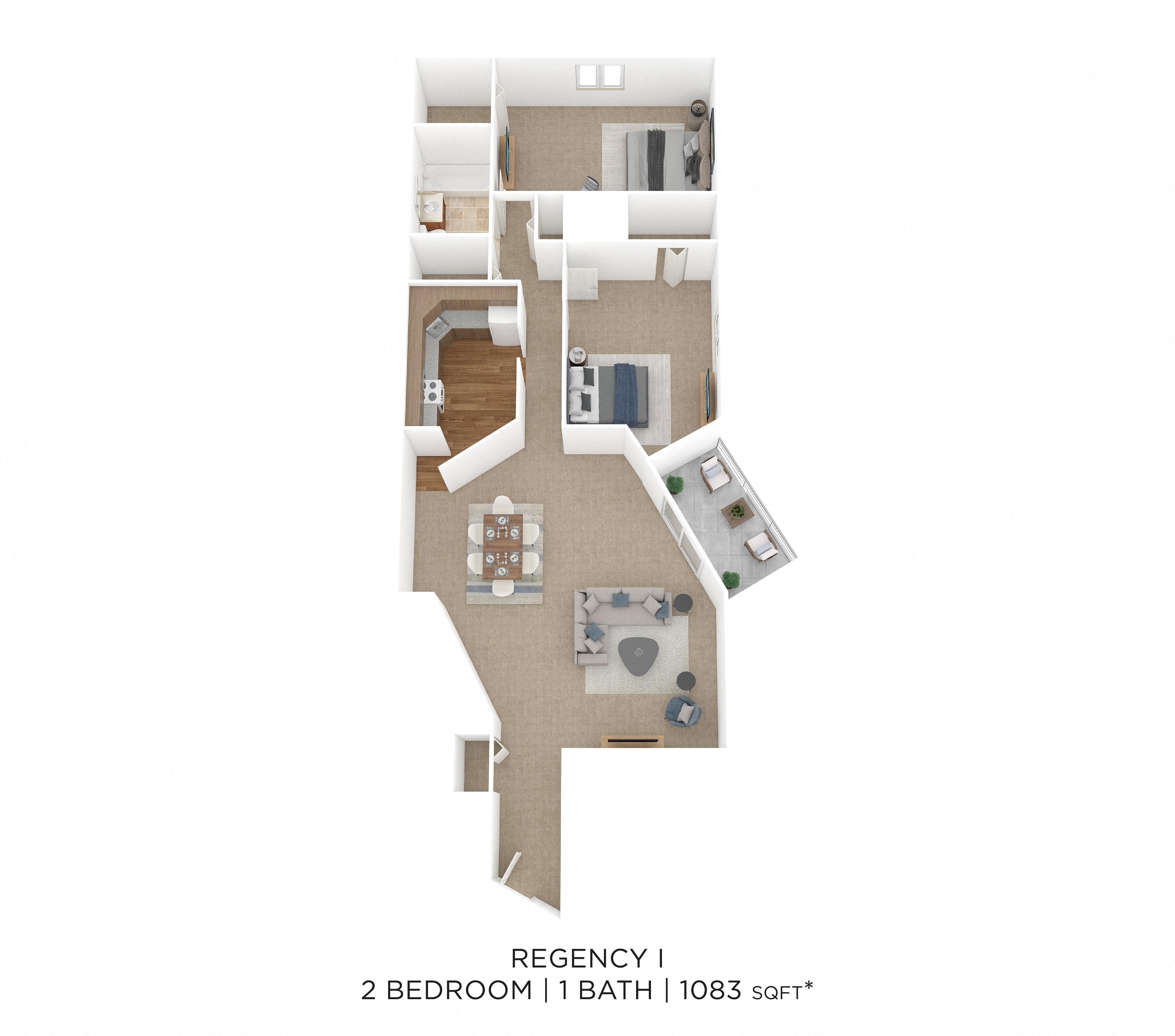 Two Bedroom- 1,083 sqft