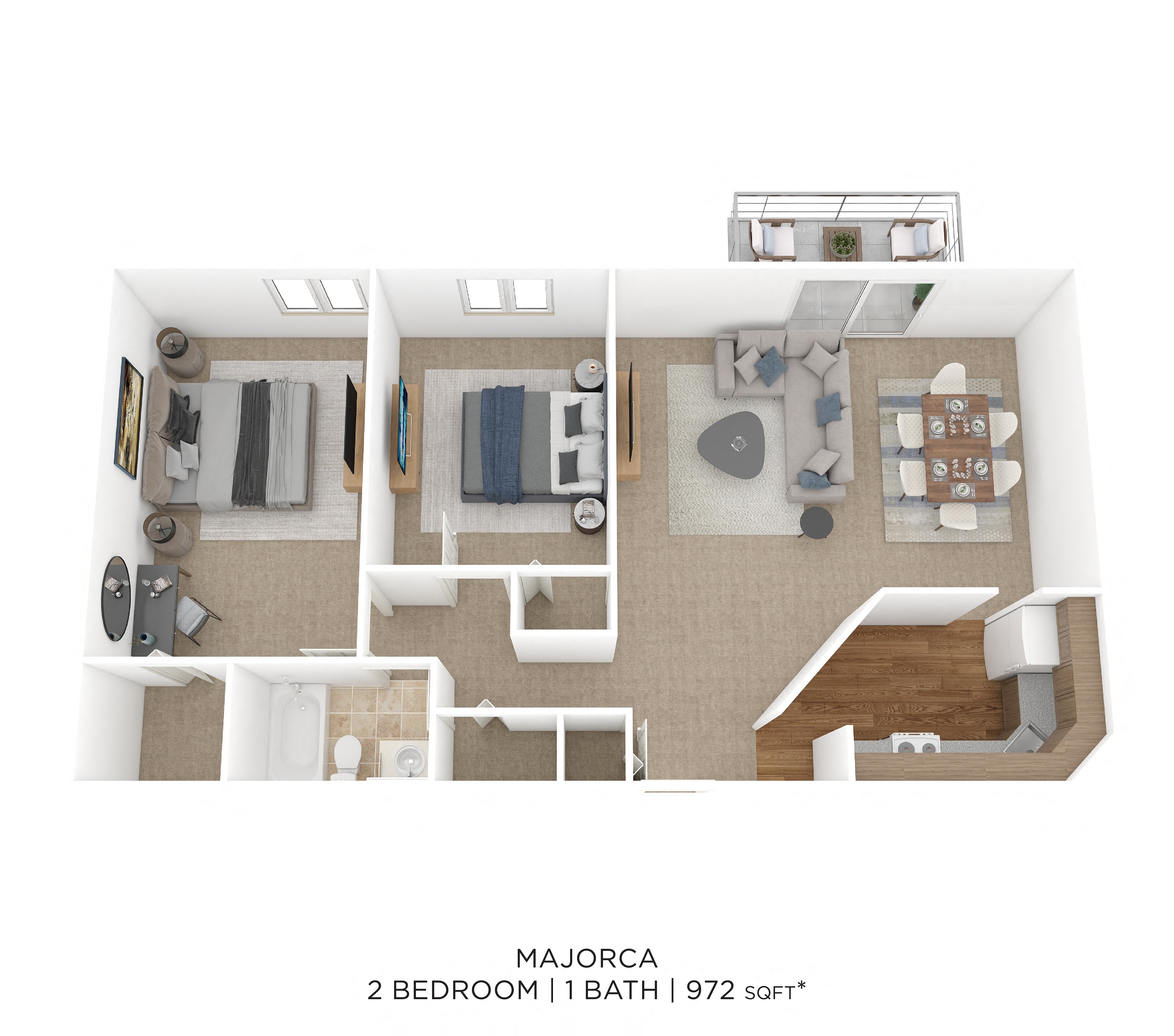 Two Bedroom- 972 sqft