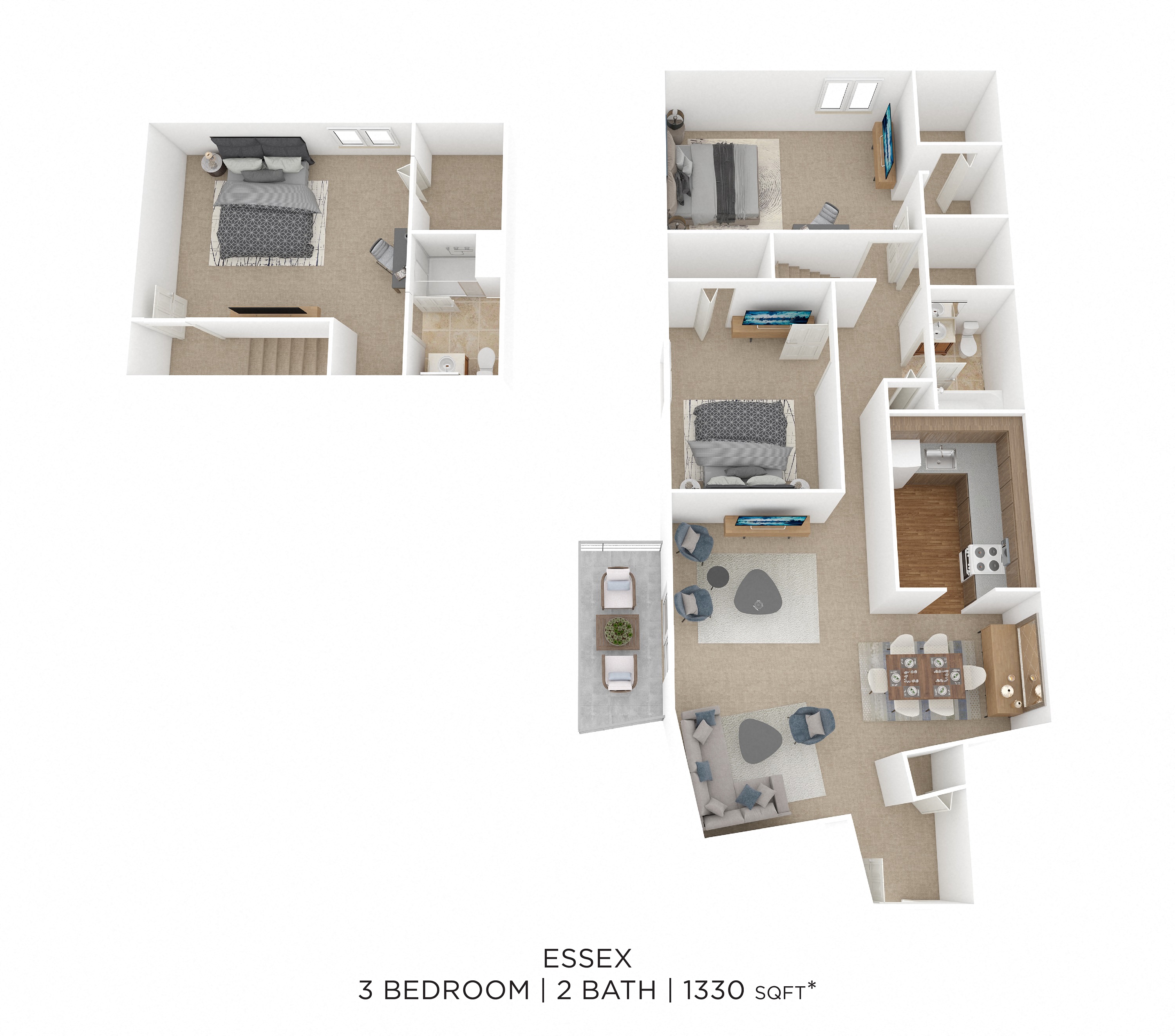 Three Bedroom 2 Bath-1,330 sqft
