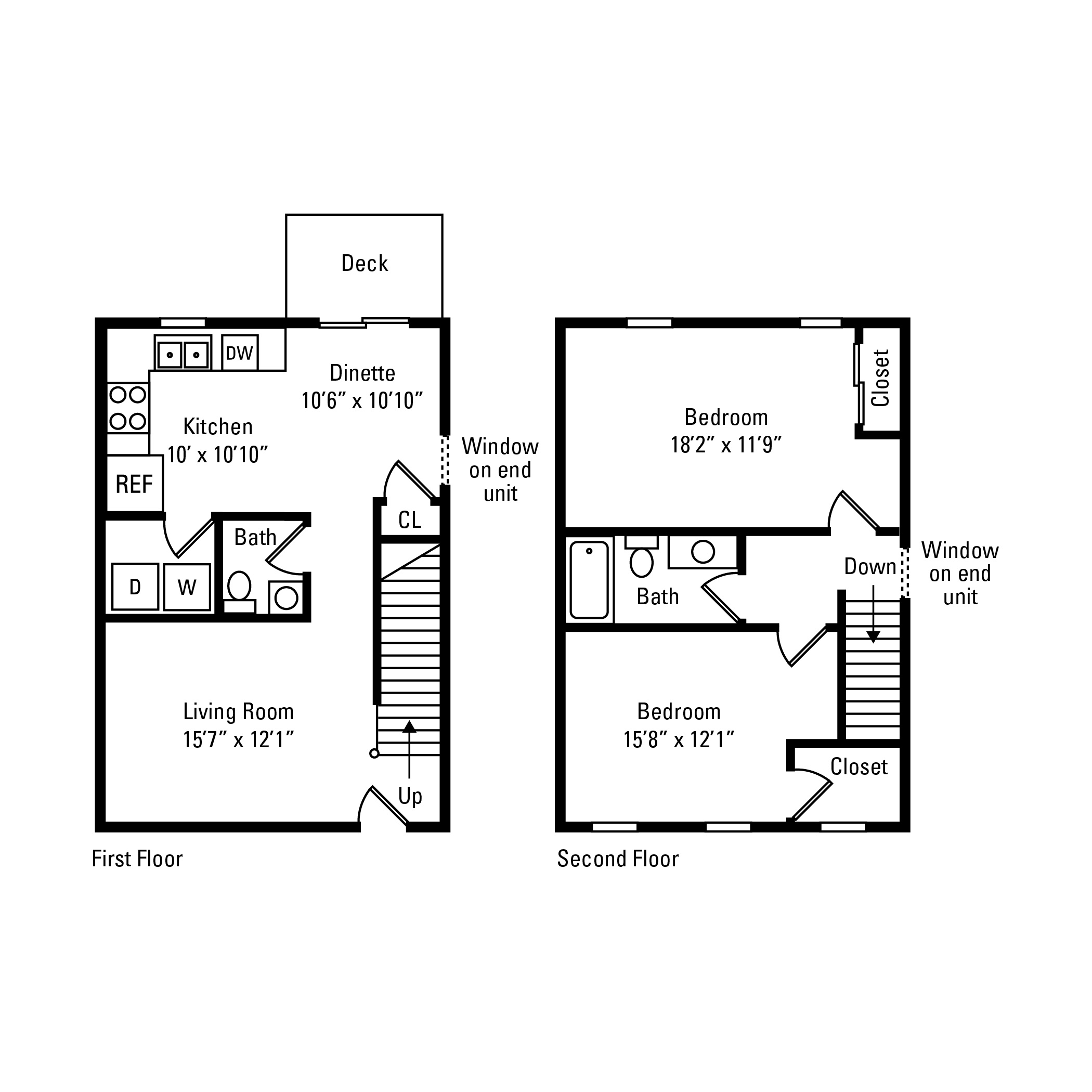 Two Bed 1 Bath Townhome