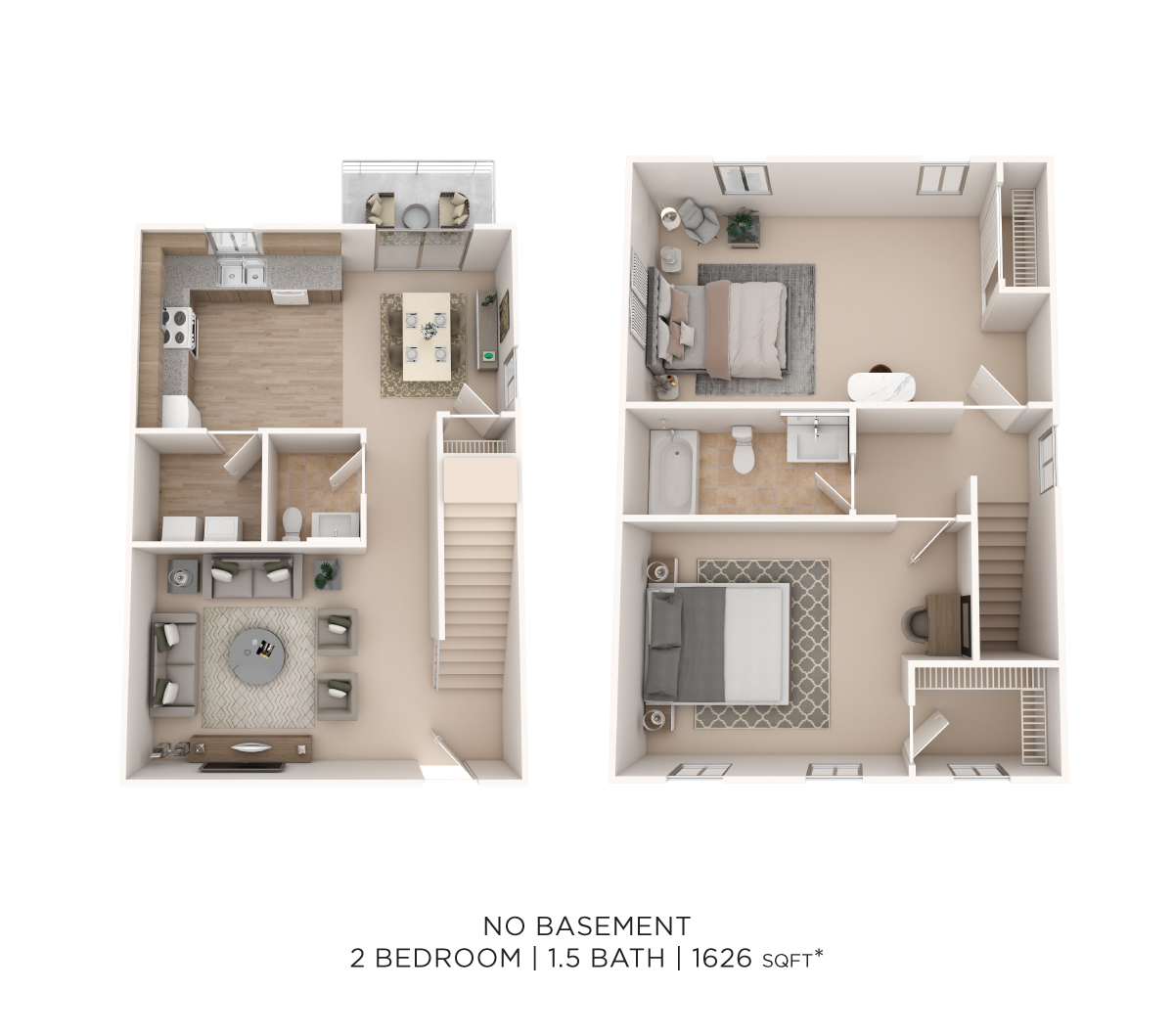 Two Bedroom 1.5 Bath Townhome