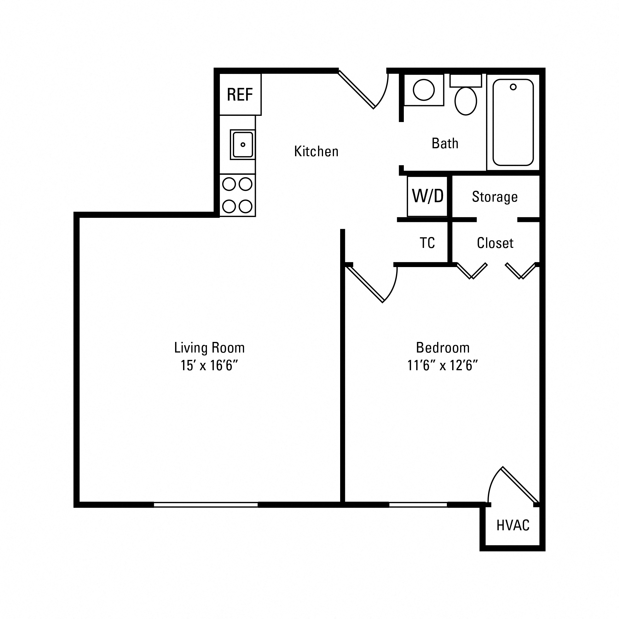One Bedroom - 570 sqft