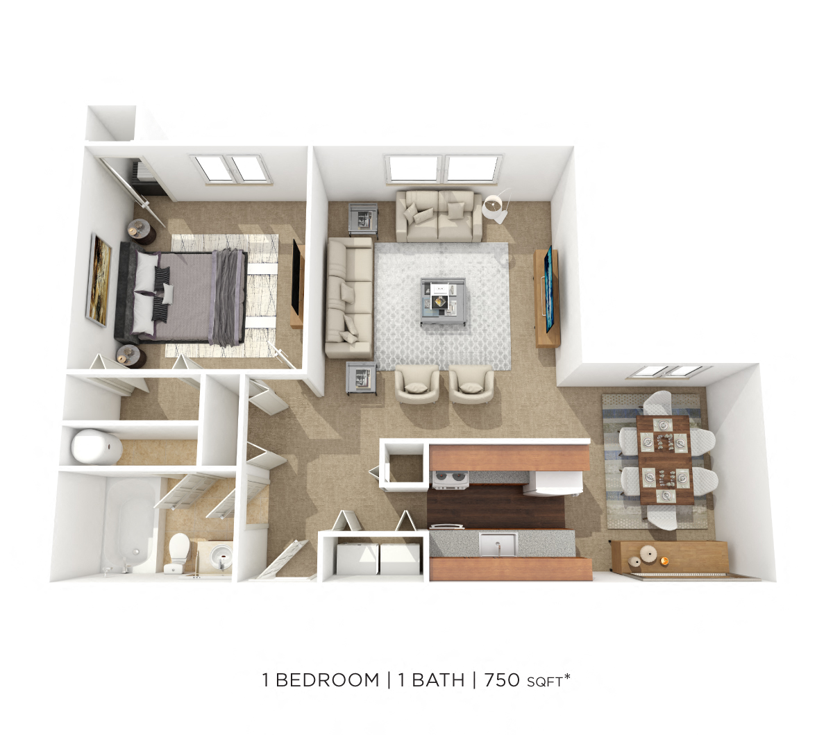 One Bedroom-750 sqft