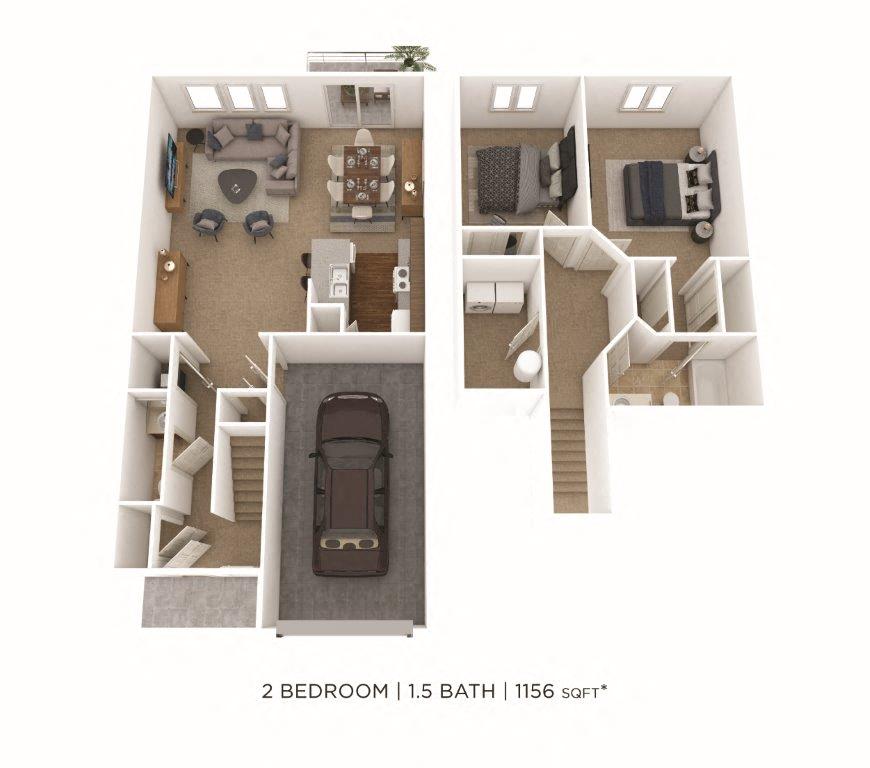 Two Bedroom 1.5 Bath Townhome