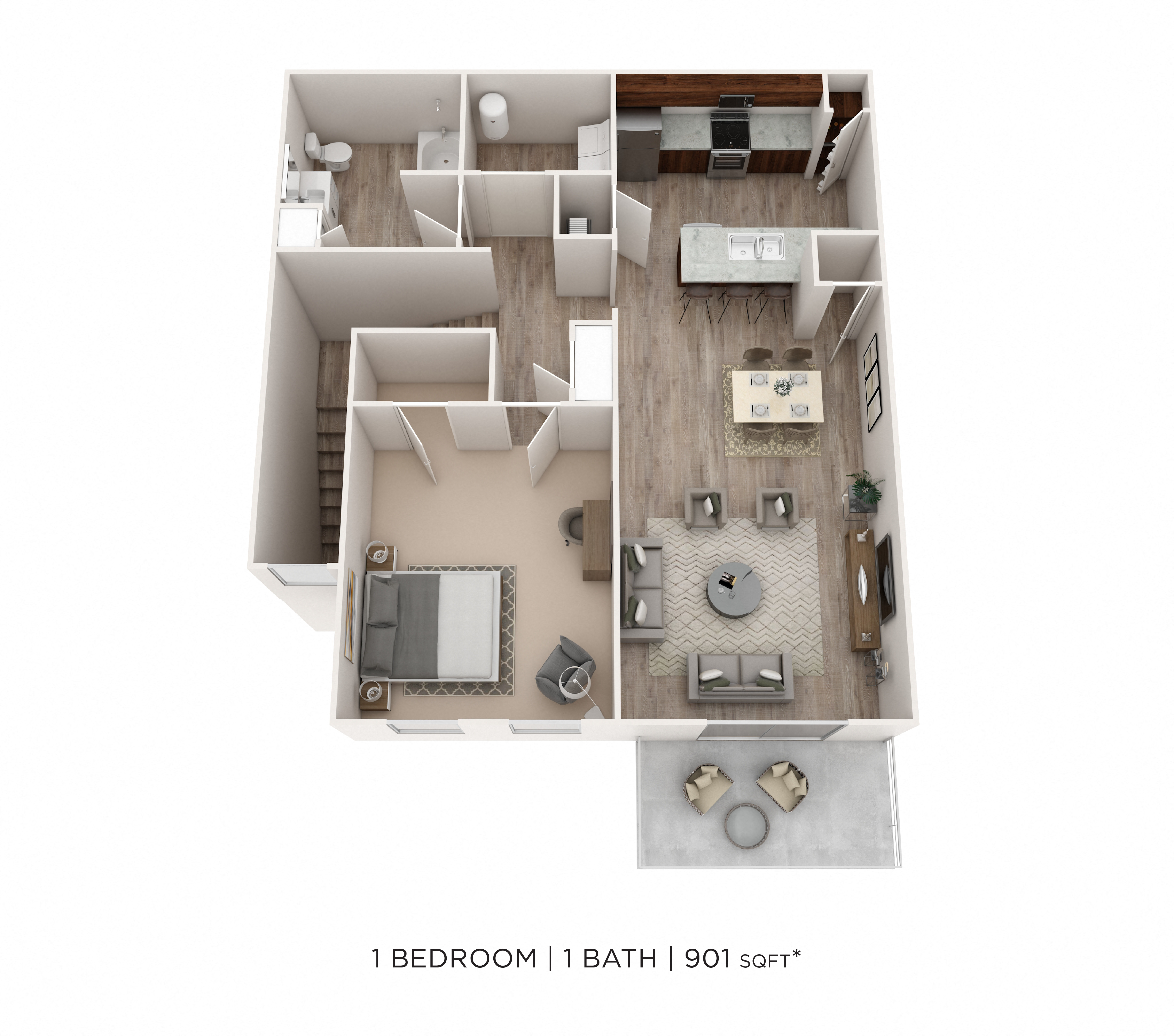 One Bedroom- 901 sqft