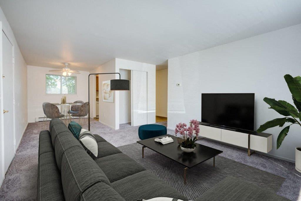 living room with carpeting