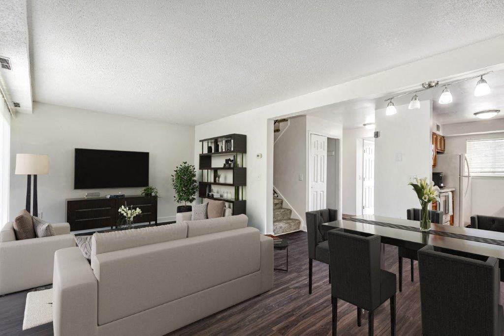 staged living area with vinyl plank floors