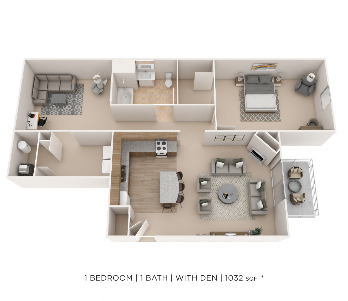 One Bedroom- 1032 sqft