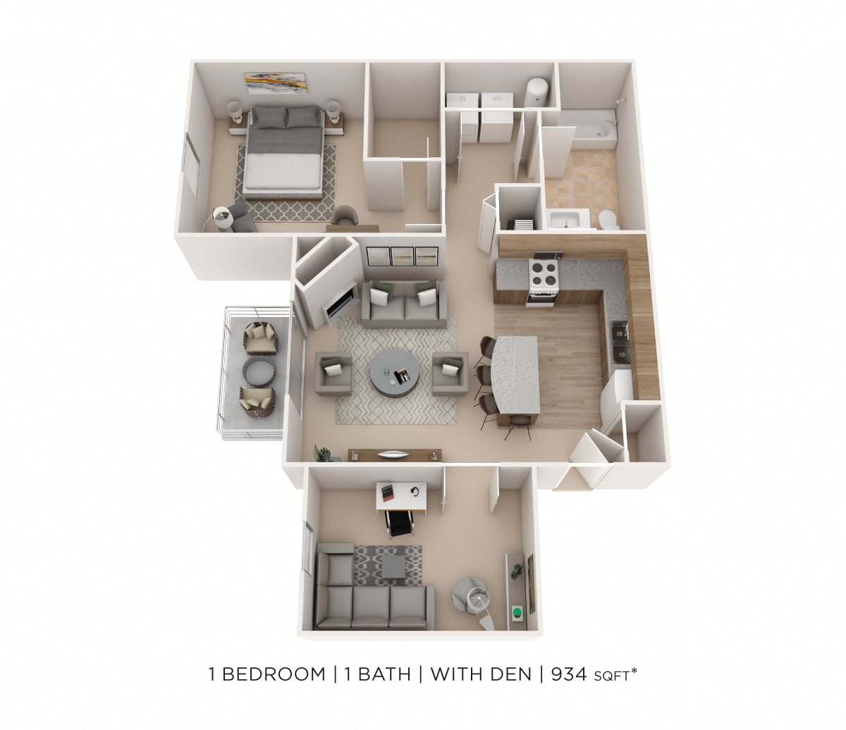 One Bedroom- 934 sqft