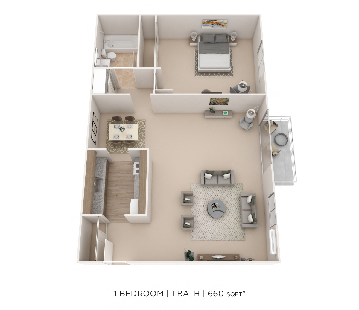 One Bedroom - 660 sqft