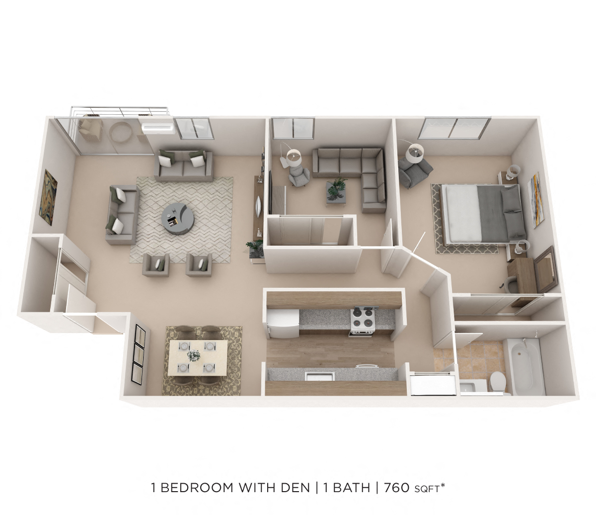 One Bedroom w/ Den - 760 sqft