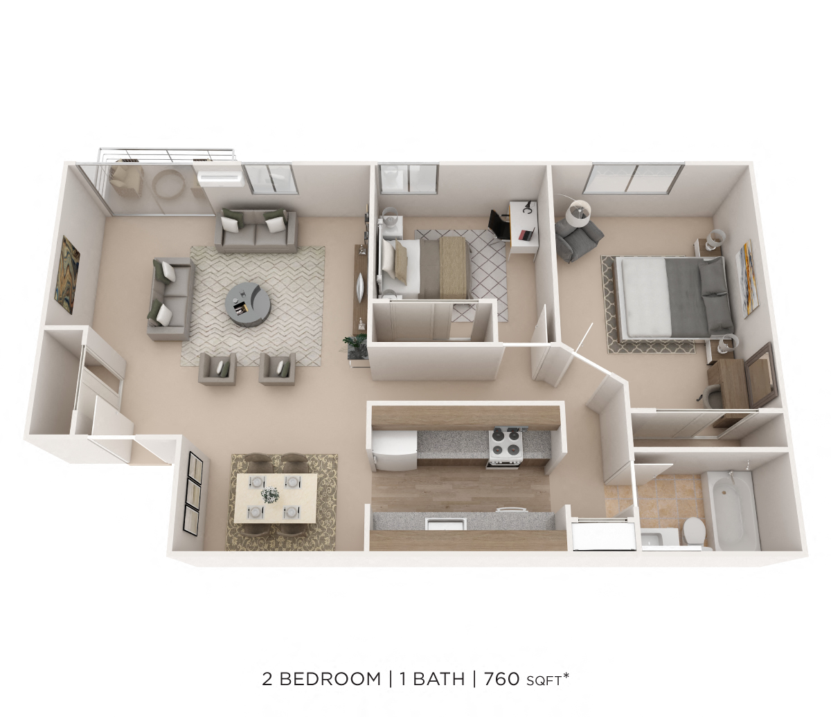 Two Bedroom - 760 sqft