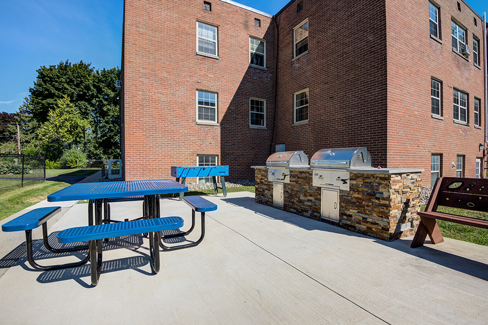 grilling stations with picnic tables