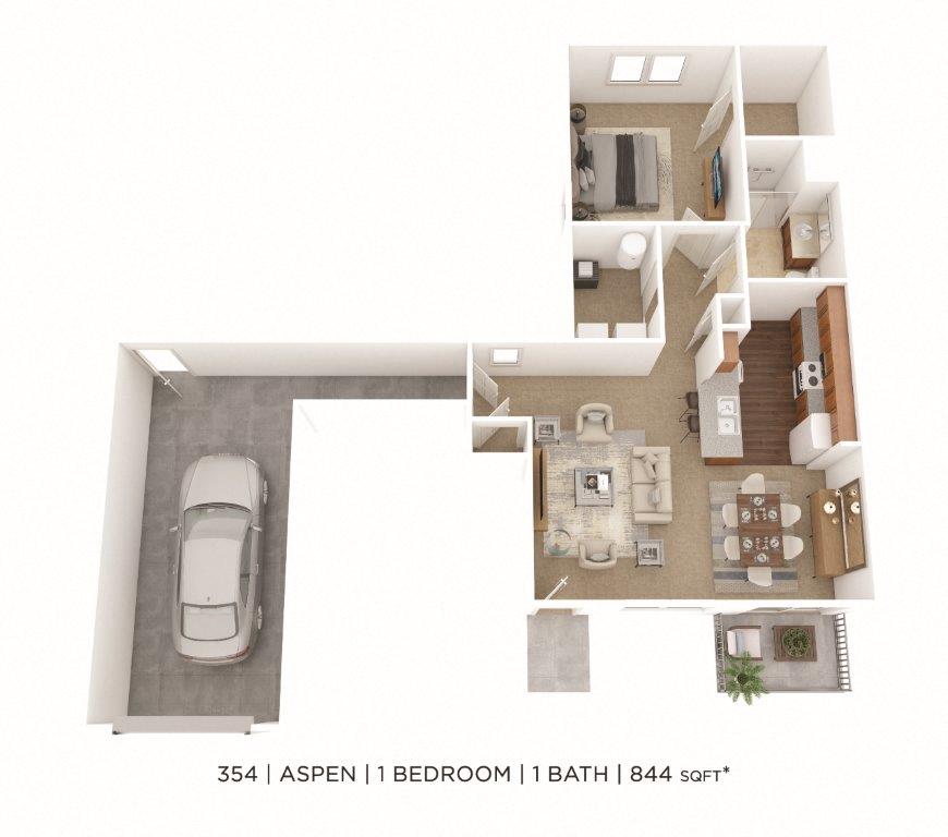 One Bedroom- 844 sqft