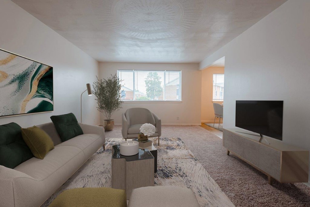 a living room with a couch and a television