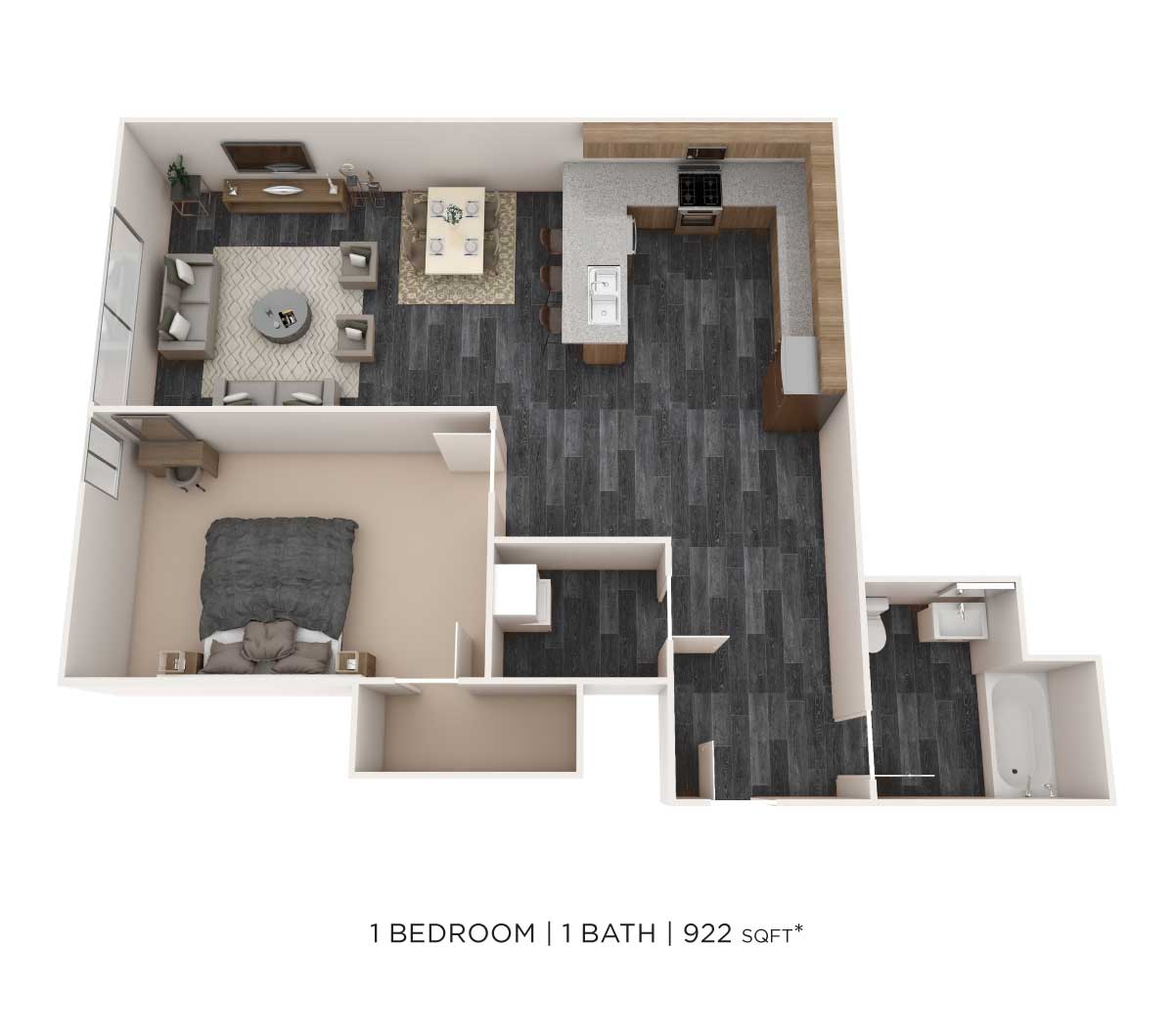 One Bedroom - 922 sqft