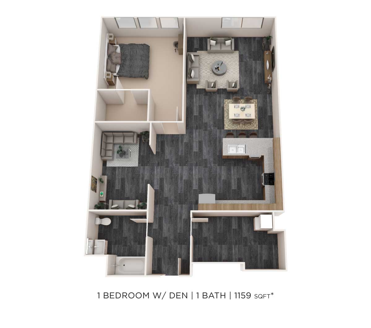 One Bedroom - 1,159 sqft