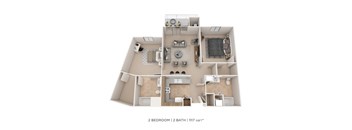 Two Bedroom 2 Bath- 1,117 sqft