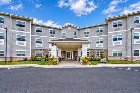 The image shows a large building with a number 200 on it.