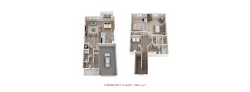 Two Bedroom 1.5 Bath Townhome- 1,156-1,160 sqft