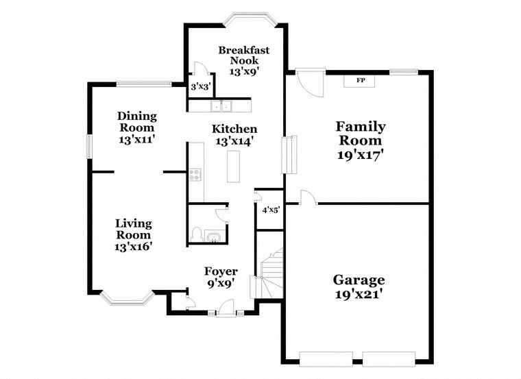 a floor plan of a house with bedrooms and a living room