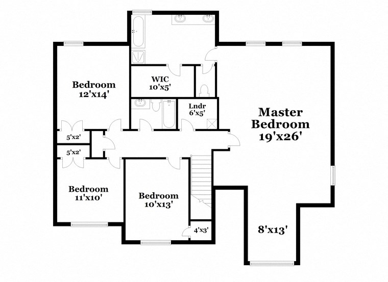 a floor plan of a house with bedrooms and a master bedroom