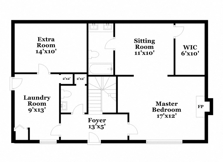 a floor plan of a house with bedrooms and a living room