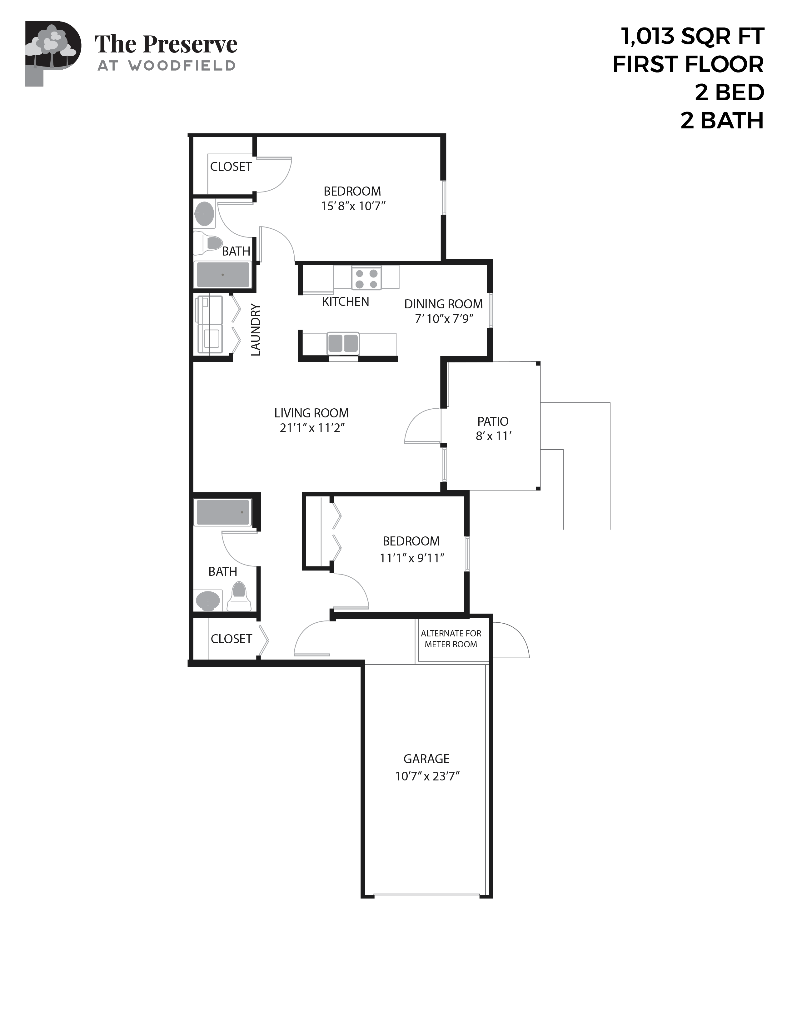 2 Bedroom 2 Bath (1013 Sq. Ft.)