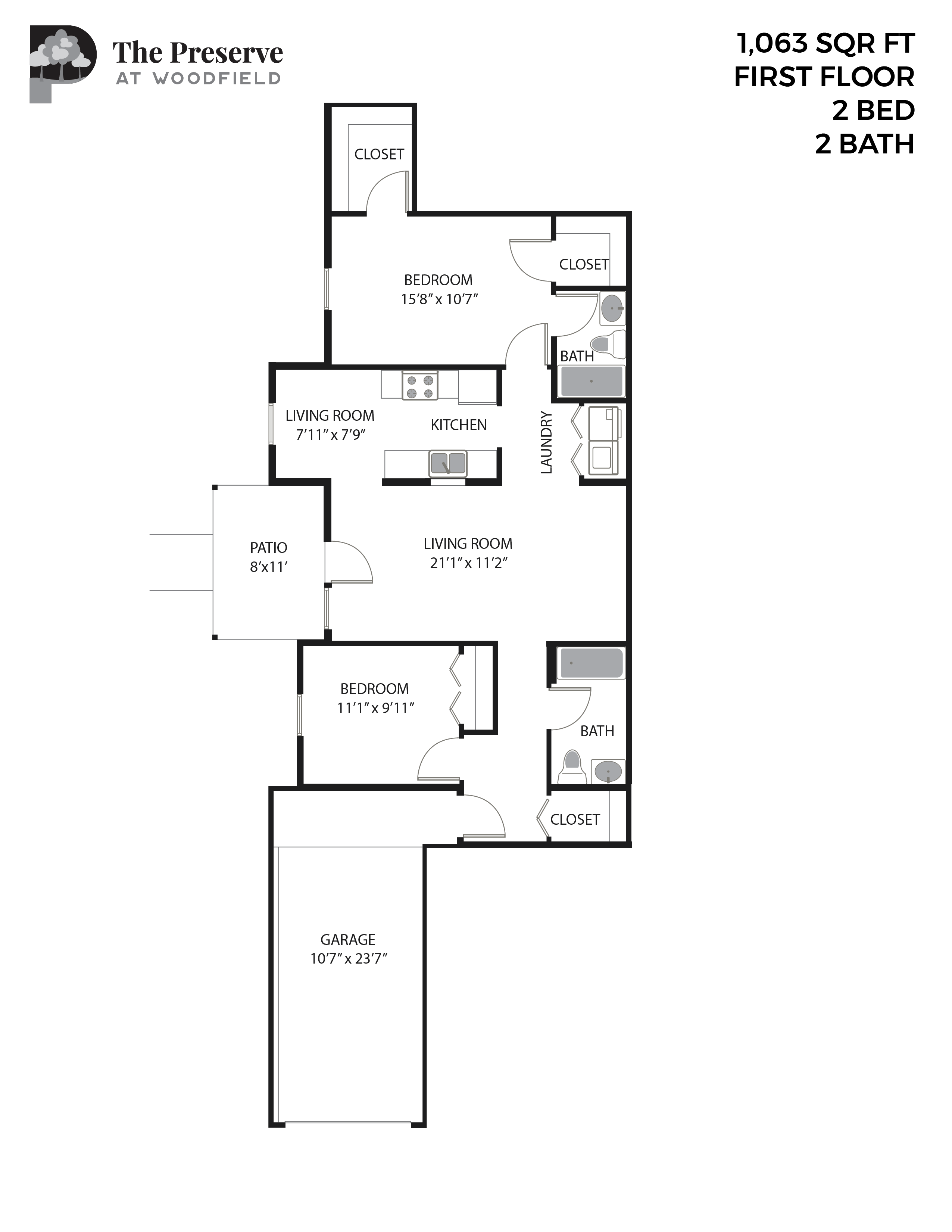 2 Bedroom 2 Bath (1063 Sq. Ft.)