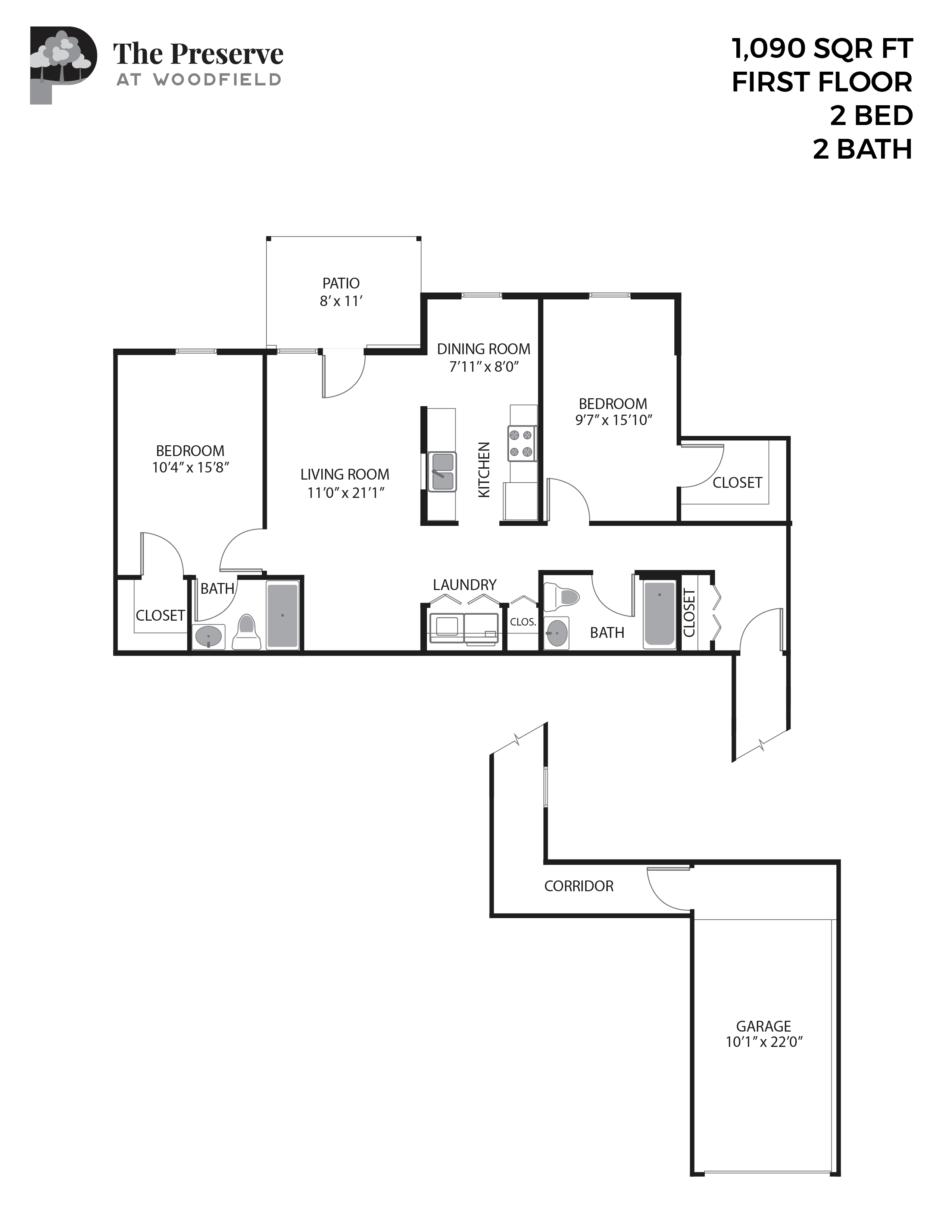 2 Bedroom 2 Bath (1090 Sq. Ft.)