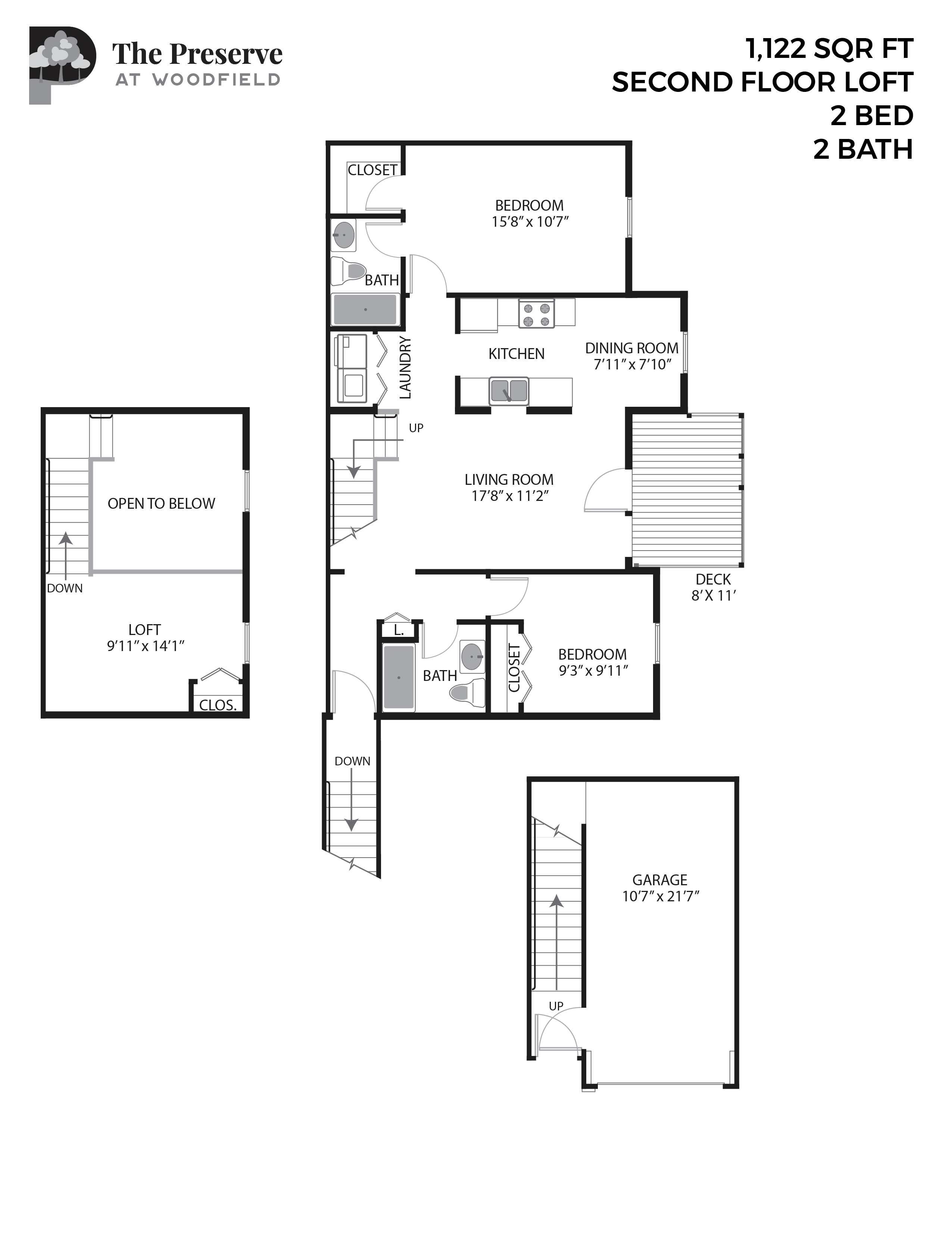 2 Bedroom 2 Bath Loft (1122 Sq. Ft.)